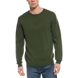 Forte Mens  Cashmere Classic Crew Cashmere Sweater, Green